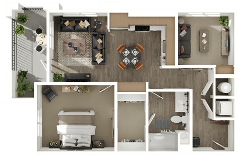 Floor plan for 1 bed, 1 bath, 803 sqft